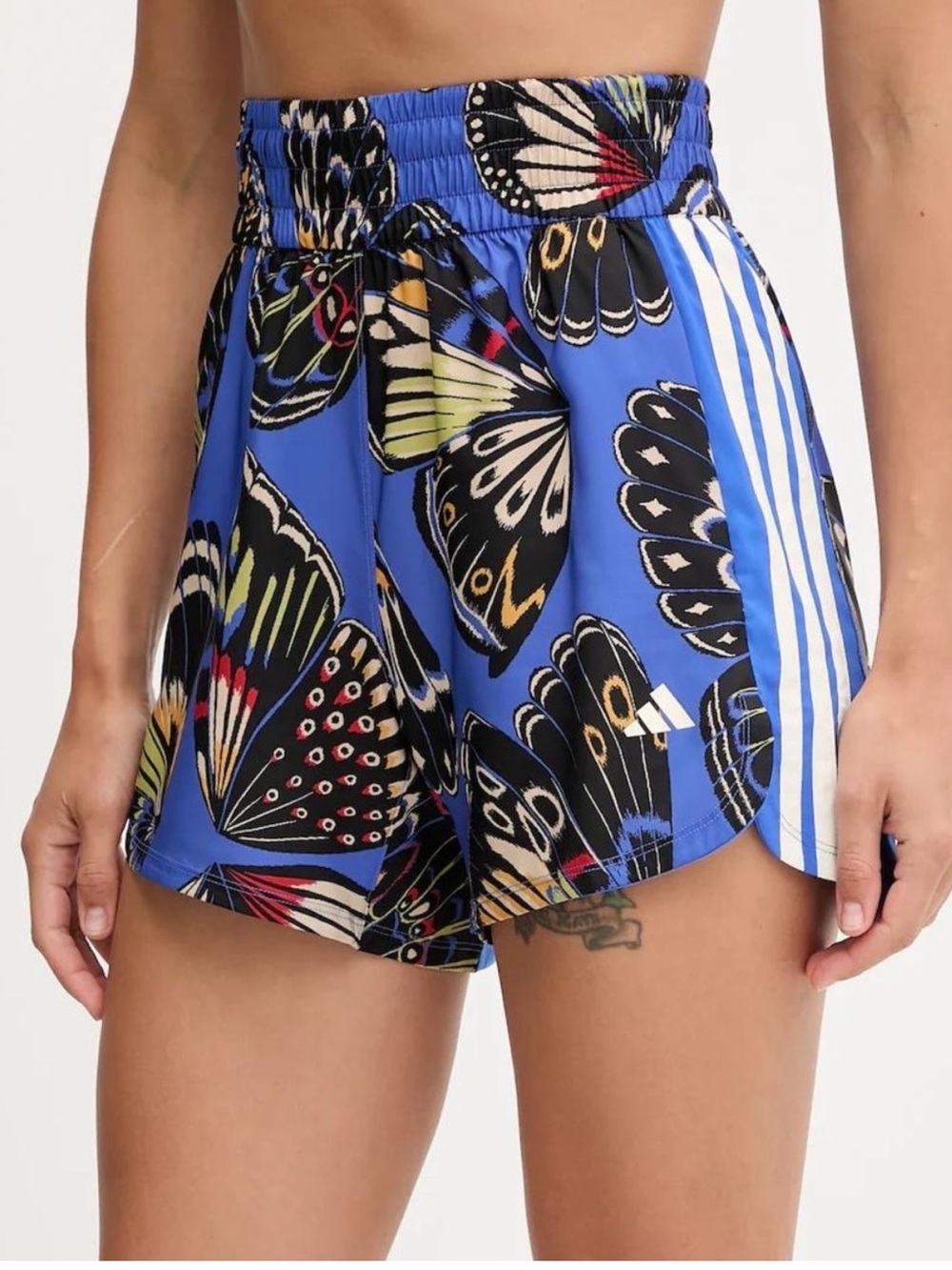 adidas x farm rio Blue Butterfly Print Athletic Shorts